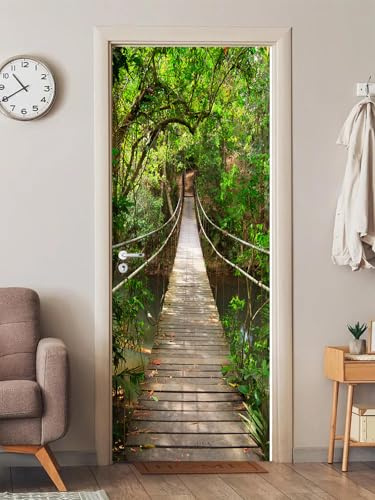 FLFK 3D Puente levadizo Adhesivo Fotográfico Vinilos Puerta Pegatina Pared Murales para Cocina Sala de Baño Decorativos 77X200cm