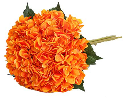 Tifuly Konstgjorda hortensiablommor, 5 st realistiska enkla långa stjälkar silke 16 cm blomhuvud Hortensia buketter för bröllop, hem, hotell, festdekoration, blomarrangemang