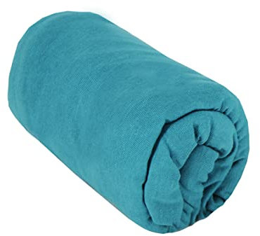 BabyCalin - Sábana Bajera 70 x 140 x 17 cm, Color Azul Tropical con certificación Oeko-Tex