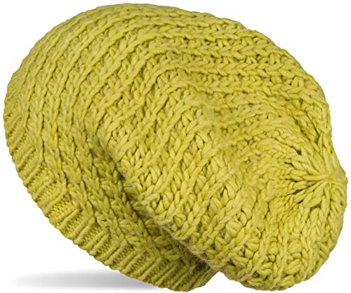 styleBREAKER Cuffia Beanie in Maglia Unisex a Maglia Grossa, Cuffia Beanie Lunga, Cuffia Invernale in Maglia 04024158, Colore:Verde-Limone