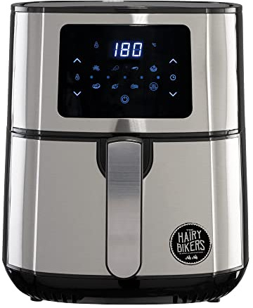Hairy Bikers Air Fryer SDA2322 5.5 Litre Family Size Capacity Digital Touch Screen 60 Minute Timer 7 Pre-sets 1400W Silver