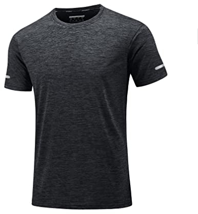 MAGCOMSEN Men's Sports T-Shirt Performance Short Sleeve Gym Top Cool Dry Mesh Training Tee Crew Neck Black