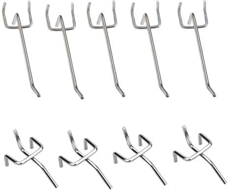 ZHjuju Pegboard Hooks,50PCS 10 cm & 5 cm Length Metal Perforated Board Hook Stainless Steel Grid Wall Bracket Peg Board Display Hook for Wall Retail Display Store Supermarket Crafts Peg Boards Silver