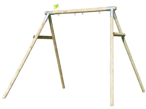 TP Toys Double Knightswood Swing Frame - FSC, 2-Seater Wooden Swing Frame For Kids Supplied With Ground Stakes. Single Swing Stand, Reinforced Bars and S-shaped Hook, Outdoor Hanging Stand - 3 years+