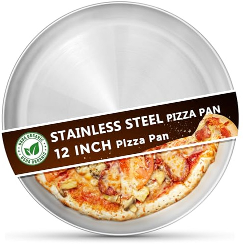 Kevenal Stainless Steel Pizza Pans 12 inch, Pizza-Pan for Oven, Steel Pizza Tray, Round Pizza Plate Set of 1