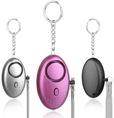 MXTIMWAN 3 Pièces Alarme personnelle, avec lumières LED, 130db Alarme de Poche, Porte Cle Alarm Portative, pour l'autodéfense - Chatter pour Les Femmes,Les étudiants Self Defense Protection Sécurisé