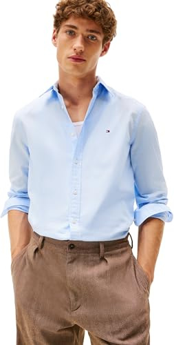 Tommy Hilfiger Uomo Camicia Flex Poplin Kent Collar Slim Fit, Blu (Sweet Blue), XL