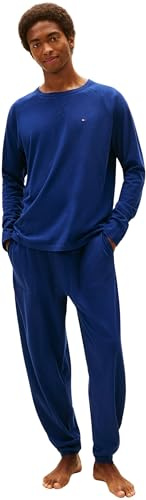 Tommy Hilfiger Ensemble Pyjama Homme Jersey PJ Set Cuffed Long, Bleu (Preppy Navy), M