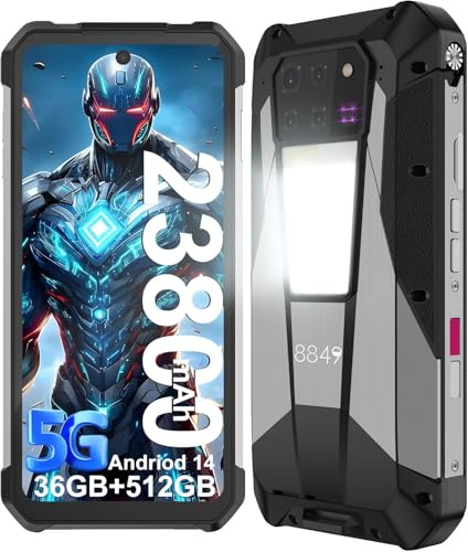 KZKZXA 8849 Tank 3 Pro Rugged Smartphone 23800mAh Rugged Projector Phone 36GB+512GB Dual Sim 5G Android 14 Unlocked Mobile Cell Phones 6.79 Big Screen, Camping Light/2TB Expand/OTG 97dB Loud Speaker