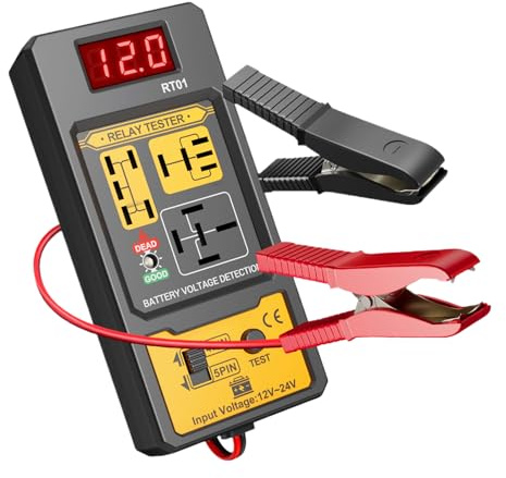Comprobador de batería automotriz | Comprobador de relé de coche, comprobador de batería de coche, comprobador de pantalla digital, analizador de relés, 4 pines y 5 pines de de carga | camión