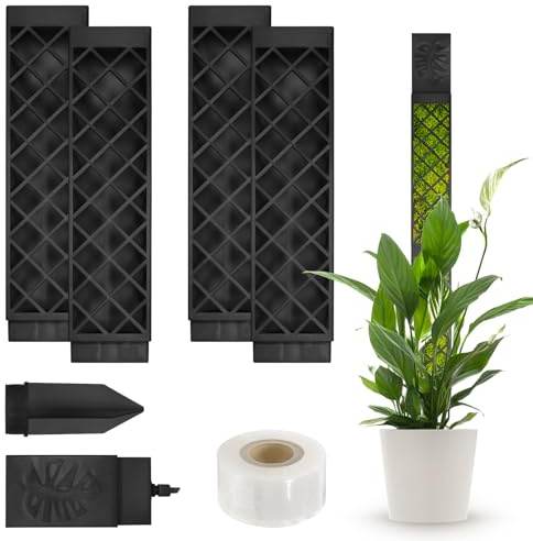 4 Pezzi Bastone Muschio Autoirrigante Palo di Sfagno per Piante Rampicanti, Tutore per Monstera, Pothos, Vite, Gelsomino Rampicante, Clemate (Nero)