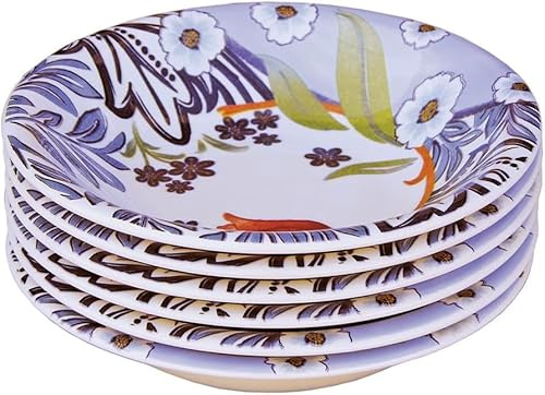 Wald Collezione da Tavola di Piatti Piani, Fondi, Frutta, Insalatiera e Portata in Ceramica Made in Italy, Decoro Tulipano, Lavabili in Lavastoviglie (Piatto fondo - 6 pz)