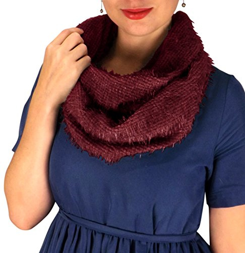 Peach Couture Faux Fur Warm Cozy Winter Infinity Loop Cowl Scarves Wine