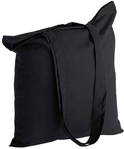 POLHIM® Hochwertige Stoffbeutel - Beutel für Wäsche, Sport, Shopping, Lebensmittel - Umweltfreundliche, Wiederverwendbare Jutebeutel mit Griffen 38 x 42 cm (Schwarz, 10 Stück)