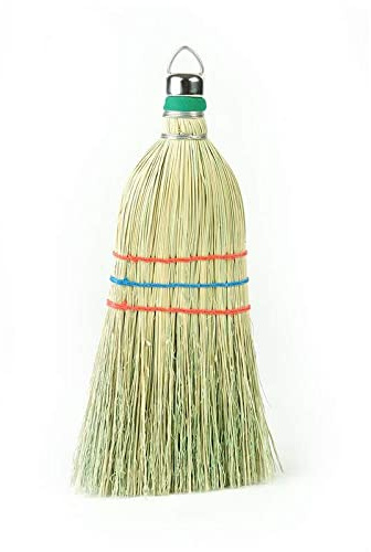 Lehman's Amish-Made Whisk Broom - Authentic Corn Straw Broom with Metal Hanging Hook, Natural, 11 inches