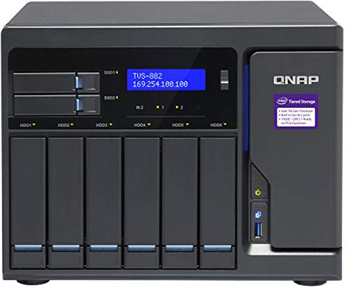 QNAP Turbo NAS TVS-882 NAS Server with Intel Core i5-6500, 32GB DDR4, 2TB SSD for Ultra Fast Storage, 24TB HDD, RAID, QTS 4.2 Operating System