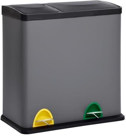 SVITA TC2Combo35 Poubelle 35 l Gris Combiné 12 L + 23 L Double Poubelle de Cuisine Poubelle de Cuisine Poubelle à Pédale