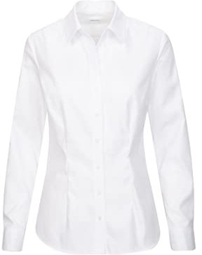 Seidensticker Damen City Langarm Slim Fit Hemdblusenkragen Bügelleicht Bluse, Weiß, 46 EU