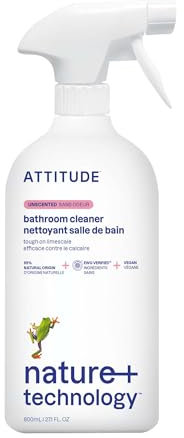ATTITUDE Nettoyant Salle de Bain, certifié EWG, végan, à base de plantes, sans parfum, pour surfaces, carreaux, baignoires, murs de douche et joints, 800 ml