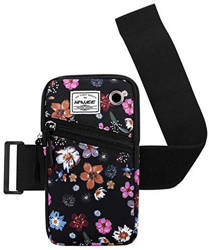 HAWEE Cell Phone Arm Bands Bag for Women Sports Running Pouch Hold Smartphone 6.28 Inches Full-Screen, Colorful Flower