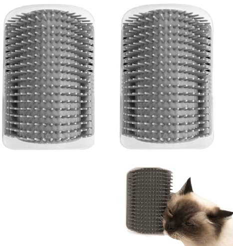Katzen Bürste Kamm,Massage Ecke Katze Bürste,Katzenbürste Wand Ecke,Katze Self Groomer,2pcs Katzen Ecke Fellpflege Bürste,Self Groomer Katze für Langhaar Kurzhaar Katze Massage (Ohne Katzenminze)