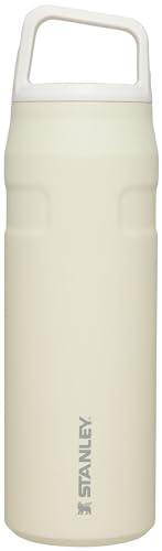 STANLEY IceFlow Cap and Carry Water Bottle 24 oz | Wide Mouth Twist Lid | Lightweight and Leakproof for Travel and Sports | Insulated Stainless Steel | BPA-Free | Cream Glimmer