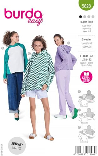Burda Schnittmuster, 5828, Sweater [Damen, Gr. 34-48], Level 1 super easy