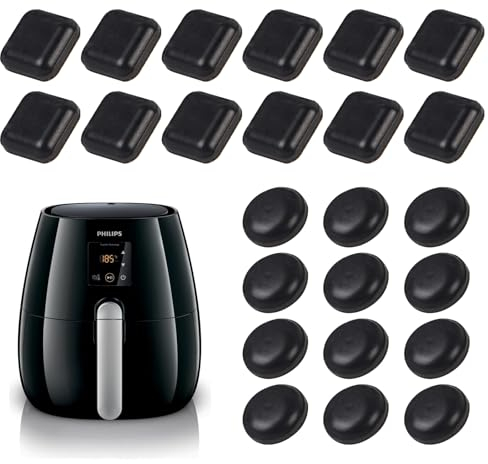 24pcs Kitchen Appliance Sliders, Adhesive Sliders, Reusable Air Fryer Accessories, Self-Adhesive Furniture Gliders Furniture Mover Pads, for Air Fryers, Coffee Makers, Bread Machine (Black)
