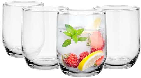 Glasmark KROSNO 1992 Juego de 4 vasos de 280 ml, vasos de agua, vasos de cóctel, vasos de zumo, vasos de agua, aptos para lavavajillas