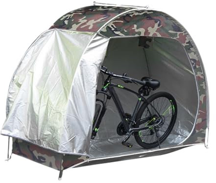 Glorlliant Tenda portaoggetti per 2-3 biciclette, in tessuto Oxford 210D, copertura per bicicletta, con porte, resistente all'acqua e alla polvere, riparo per moto, attrezzi da giardino, tosaerba,