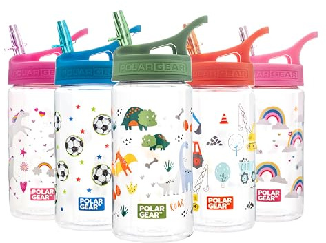Polar Gear Kids Water Bottles with Straw - 400ml BPA Free Toddler Water Bottle With Straw - 100% Leakproof Kids Drink Bottle with Carry Handle - School Water Bottle - Dinosaur - 36+ months