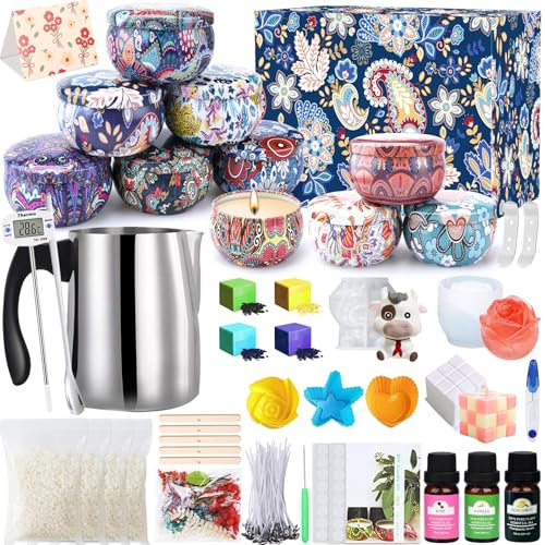 UCAMP Candle Making Set,DIY Candle Making Kit for Adults,Beginners,Scented Candles Make Your Own Set,10 Candlse Tins,Kerzen Selber Machen Sets,DIY Kerzenherstellung Kit Duftkerzen Geschenkset