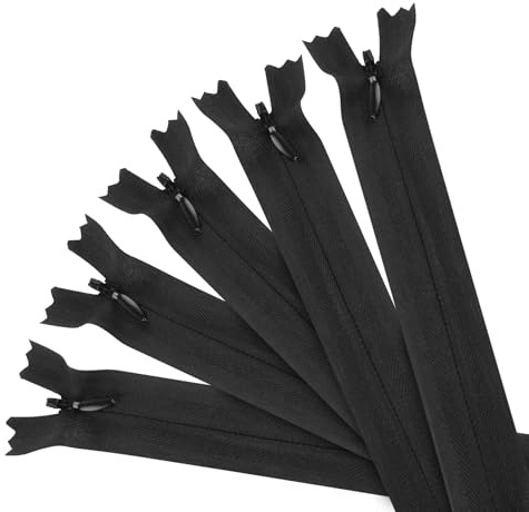 10 Pz Cerniera Lampo Lunga 40 cm, Cerniera Lampo Catena, Cerniere da Cucito Nere, Zip Cerniere in Nylon Invisibili per Abbigliamento, Tessuti, Jeans, Pantaloni, Borse, Artigianato(Nere)
