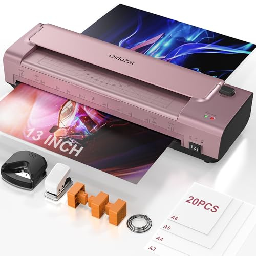 OidoZac A3 Laminator Machine with Auto Paper Feed, Never Jam Fast Laminator with 2 Roller, Cold and Thermal Laminating Machine with 20 Pouches, Paper Trimmer and Corner Rounder for Office, School