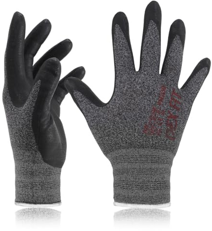 DEX FIT FN330 Nitrilarbetshandskar, bekväm passform 3D, taktila handskar för lager, trädgårdsarbete, verkstad, gör-det-själv och allmänt arbete, män och kvinnor, svart, S, 1 par
