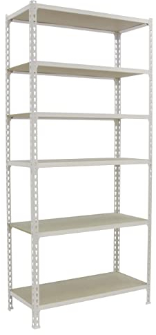 PROREGAL Schwerlastregal Giant MULI | HxBxT 250x80x40cm | 6 Fachböden | Fachlast 150kg | Weiß | Lagerregal Kellerregal Werkstattregal Metallregal Fachbodenregal Steckregal