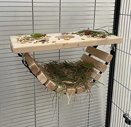 Ollesch Sitzbrett mit Loch & Hängematte für Nager und Vögel