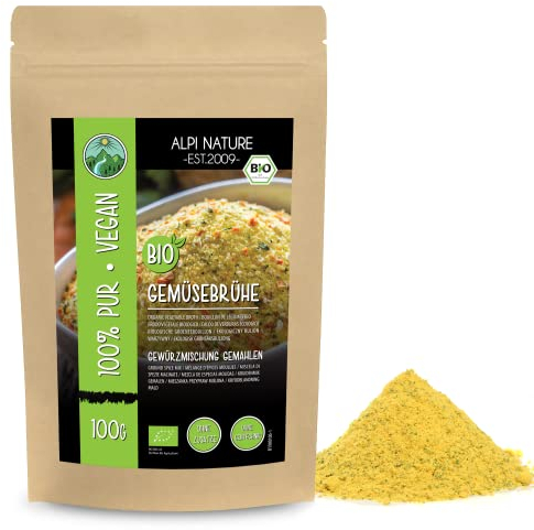 Mezcla de condimento de caldo de verduras orgánicas (100g), sal de condimento de sopa orgánica, ingredientes 100% naturales, orgánicos, sin aditivos artificiales