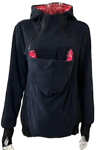 Mdrcg 3 en 1 Maternité Sweats À Capuche Polaire, Porte-Bébé Veste Polaire,Kangourou Porte-Bébé Porteur Femme Zipper Pull Molletonné Blouson,C,XL