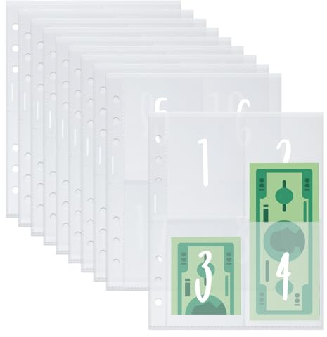25 Feuilles Inserts Classeur Économie Argent, Numérotés 1-100 A5 Recharges Classeur Économie Argent Pochettes Classeur Économie Argent Pochettes Défi Enveloppe pour Remplissage Argent
