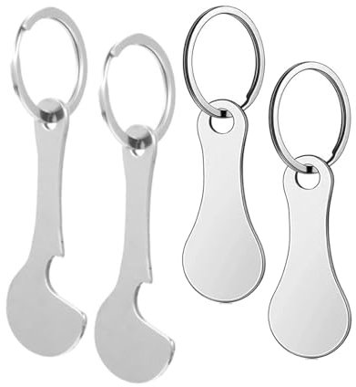 ZAMXHUG Déclencheur de Caddie en Acier Inoxydable - 4pcs Clé à Puce pour Panier d'Achat Puce de Caddie Amovible comme Porte-clés,Porte-clés à Puce de magasinage, Porte-clés à Puce de Caddie,2 Styles