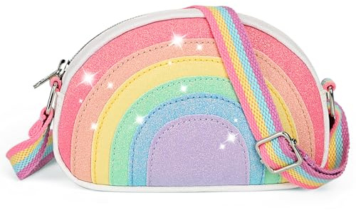 cotmcor Toddler Purse Valentines Day Gifts for Kids: 2 3 4 5 6 7 8 Year Old Girl Birthday Gift, Toys for Ages 2-4 Little Girls Purses Wallet, Cute Rainbow Crossbody Bag with Adjustable Strap