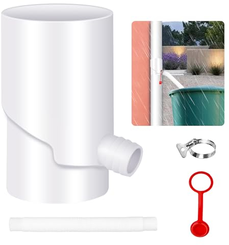 BKITC Collecteur d'eau De Pluie avec Tuyau Télescopique, Collecteur pour Tuyau De Descente 100mm, Résistant Au Gel, Rendement Hydrique 85%, Blanc