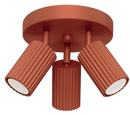 Sollux Lighting KARBON Modern – Taklampa – Mångsidig belysningsarmatur i aluminium – GU10, Max 10W LED, IP 20 – Glödlampa ingår ej – 3x Ljuskälla – 19,5x19,5x18cm, Röd ockra