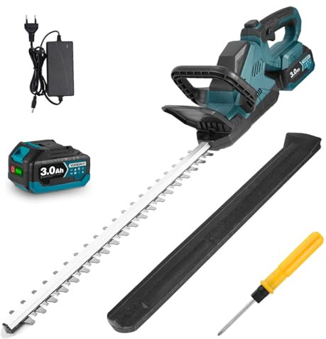 Yofidra Taille-haie électrique sans Fil avec 1 Batteries de 1500 mAh, Longueur de Coupe 52 cm, Moteur sans balais 1600 TR/Min avec Lame de cisaille à arbustes et à Gazon pour pelouse, arrière-Cour,