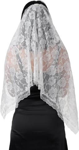 Manfnee Spanish Style Lace Veil Traditional Vintage Inspired Mantilla Veil Latin Mass Head Covering