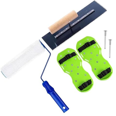 perfk Enlucido a la llana de hojas de acabado, herramienta de piso profesional, con cepillo de rodillos y zapatos con punta para albañilizar mampostería