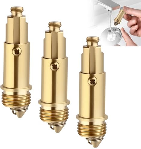 3Pcs Valvula Click Clack Lavabo para Lavabo y Bañera, Perno Válvula de Desagüe, Piezas de Repuesto de Latón con Resorte de Compresión, Compatible con la Mayoría de Tapones de Drenaje Universales