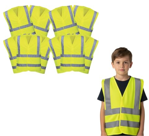 Hi-Vis Kids Reflective Safety Vests 12 Pack – High Visibility Neon Vest for Boys & Girls Cycling, Running, Walking, School & Outdoor Sports (Medium)
