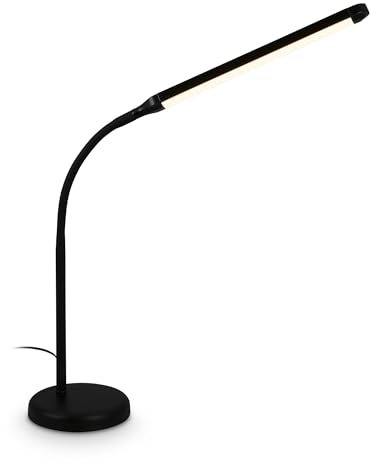 BRILONER - Lampada da tavolo LED con touch, dimmerabile, orientabile, bianco caldo, lampada da comodino, lampada da scrivania, lampade da comodino, lampada scrivania, 13x72,5 cm, nero